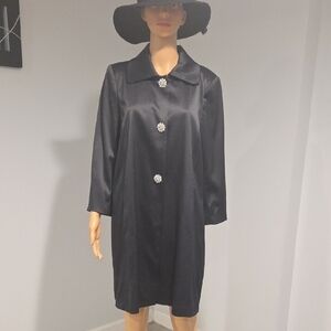Arden B Elegant Black Trench Coat with Statement Buttons